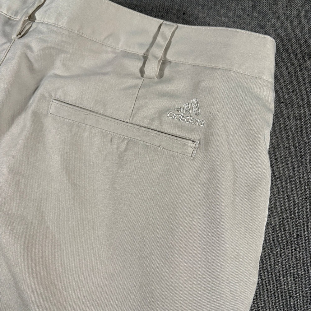 Adidas Golf Pants Mens 38x30 Beige Flat Front Performance Trousers